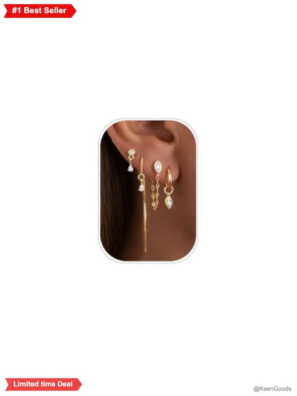 14k Gold Plated Drop Dangle Earrings Cubic Zirconia Huggie Hoop Set